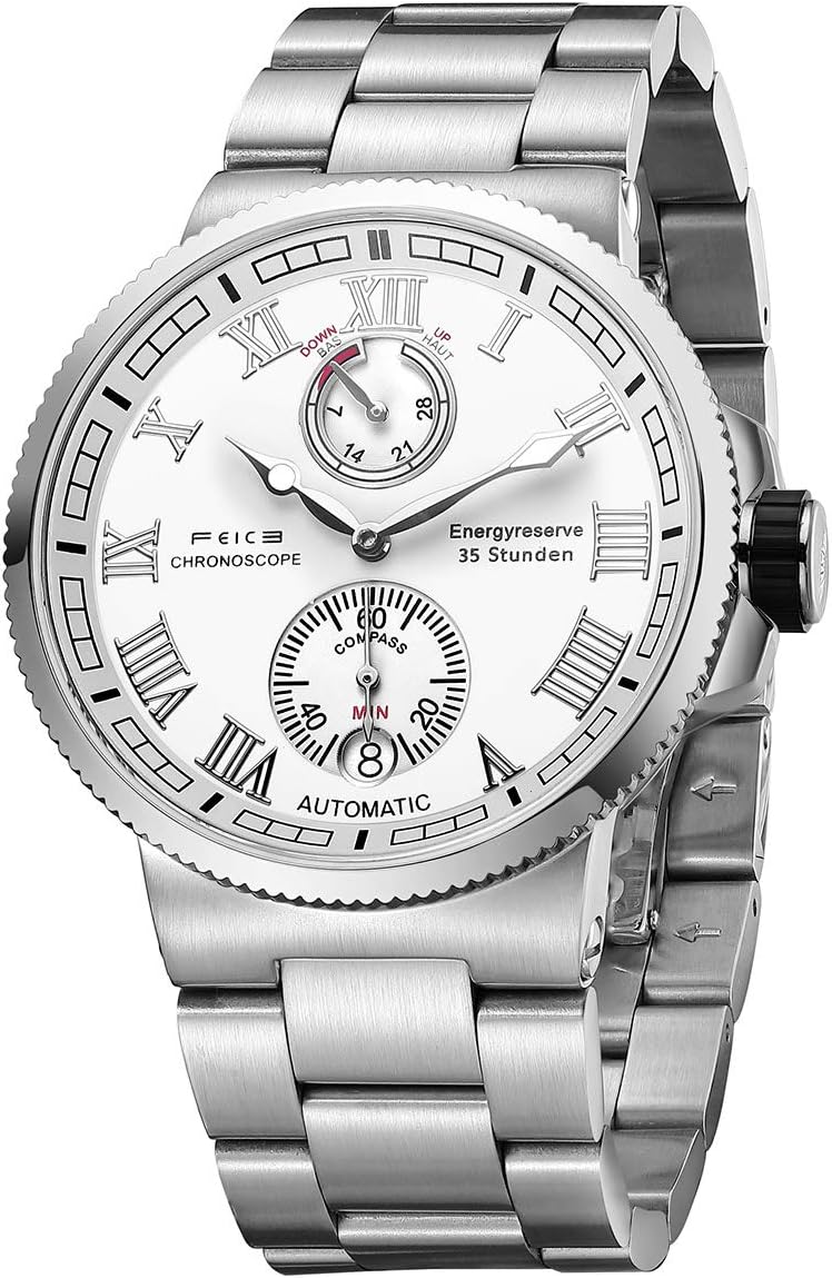 FEICE Men's Automatic Watch Dual Time Analogue Wrist Watch Multi-Function Mechanical Watch Calendar Casual Dress Watches for Men #FM121