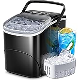 Crzoe Ice Makers Countertop with Handle, 2 Sizes of Ice, 9 Bullet Ice Cubes in 6 Mins, 26Lbs/24H, Portable Ice Maker with Self-Cleaning, Ice Machine for Home&Kitchen&Office&Party