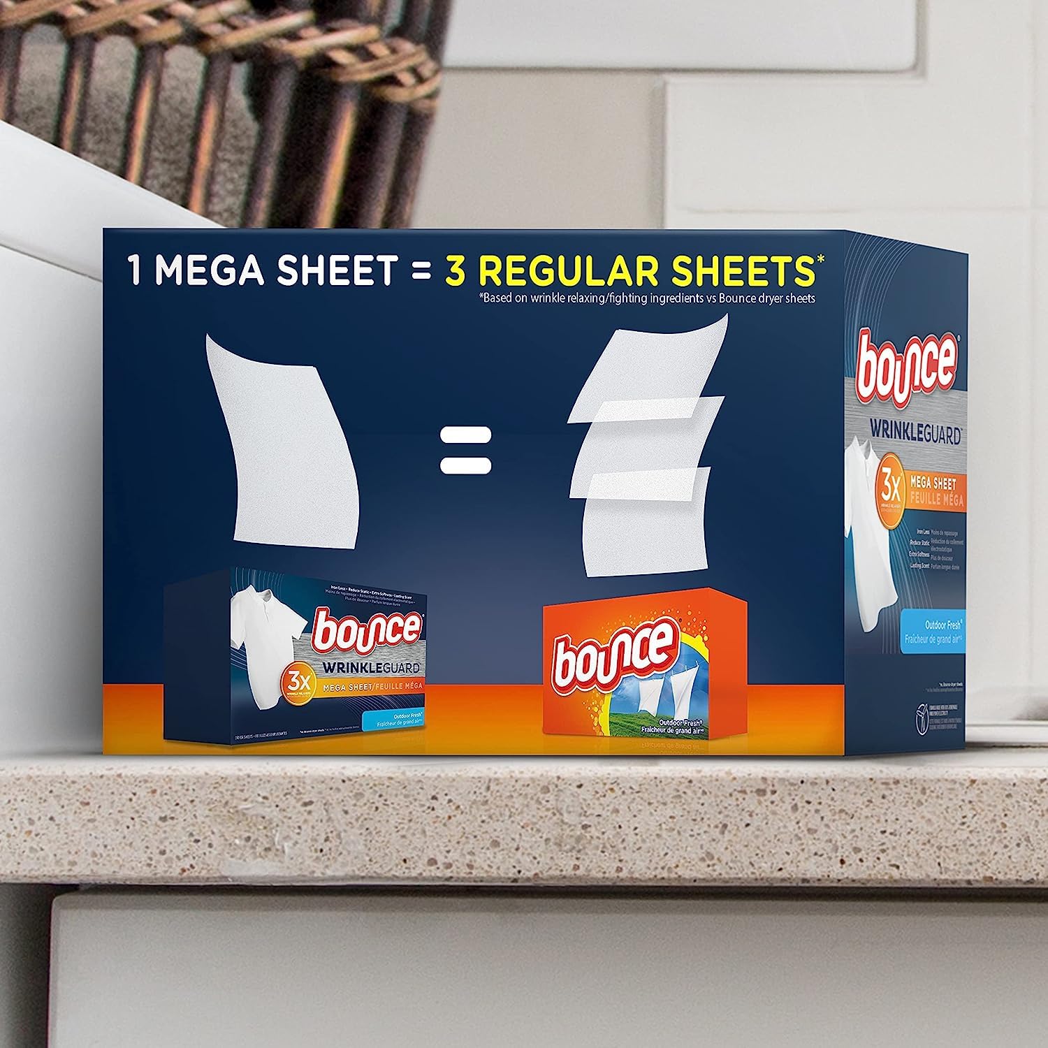Bounce Mega Dryer Sheets, Fresh Breeze, 180 Count (Packaging May Vary)