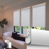 Motorized Blinds No Drill Automatic Blinds for Windows Cordless Roller Shades Electric Blinds with Remote Control Smart Blinds (White, 34.5 x 72)