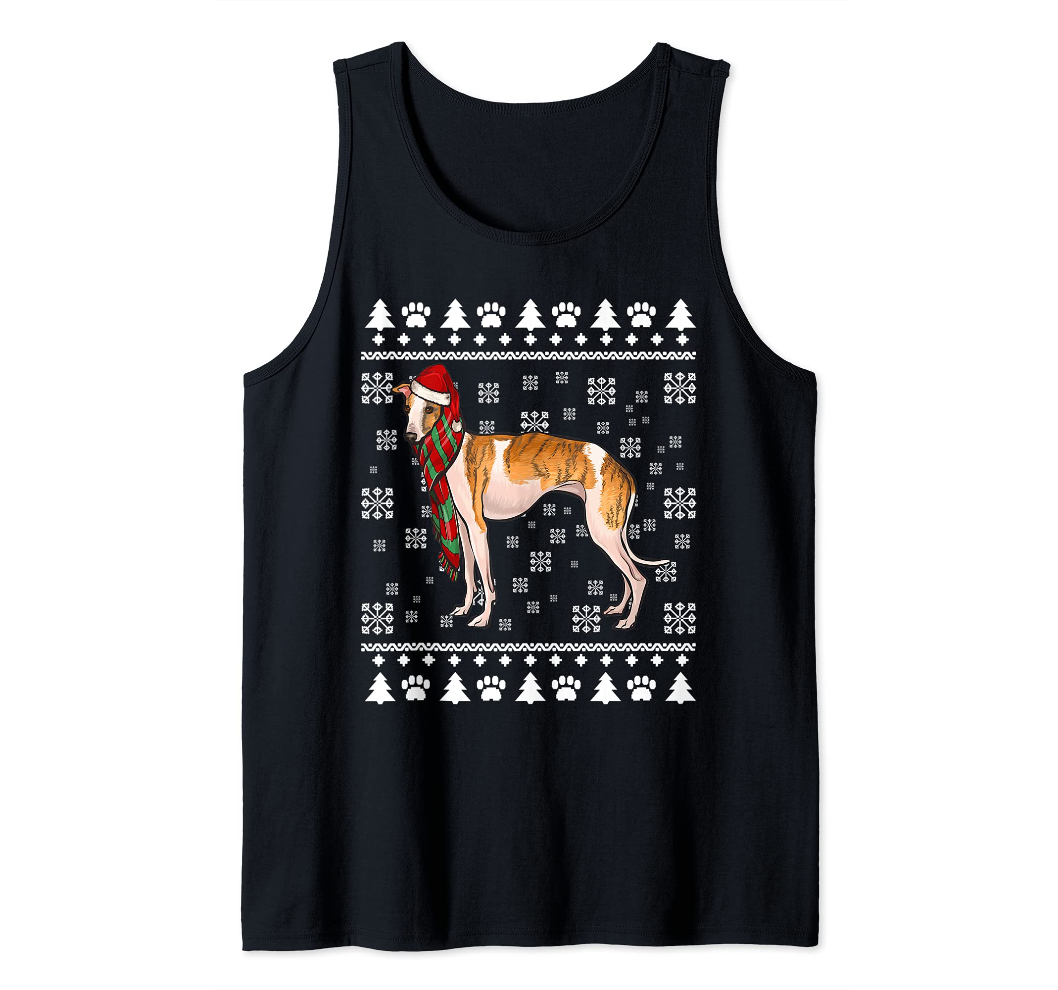Whippet Dog Santa Hat Xmas Ugly Christmas Tank Top