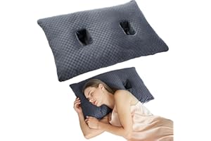 WURONSA Ear Pillow with Ear Hole for Sleeping with Sore Ear Pain, Adjustable Cotton 2 Hole Ear Hole Pillow Ear Guard Pillow | Ear Piercing Protection | Support earplugs for Sleep (Dark Grey)