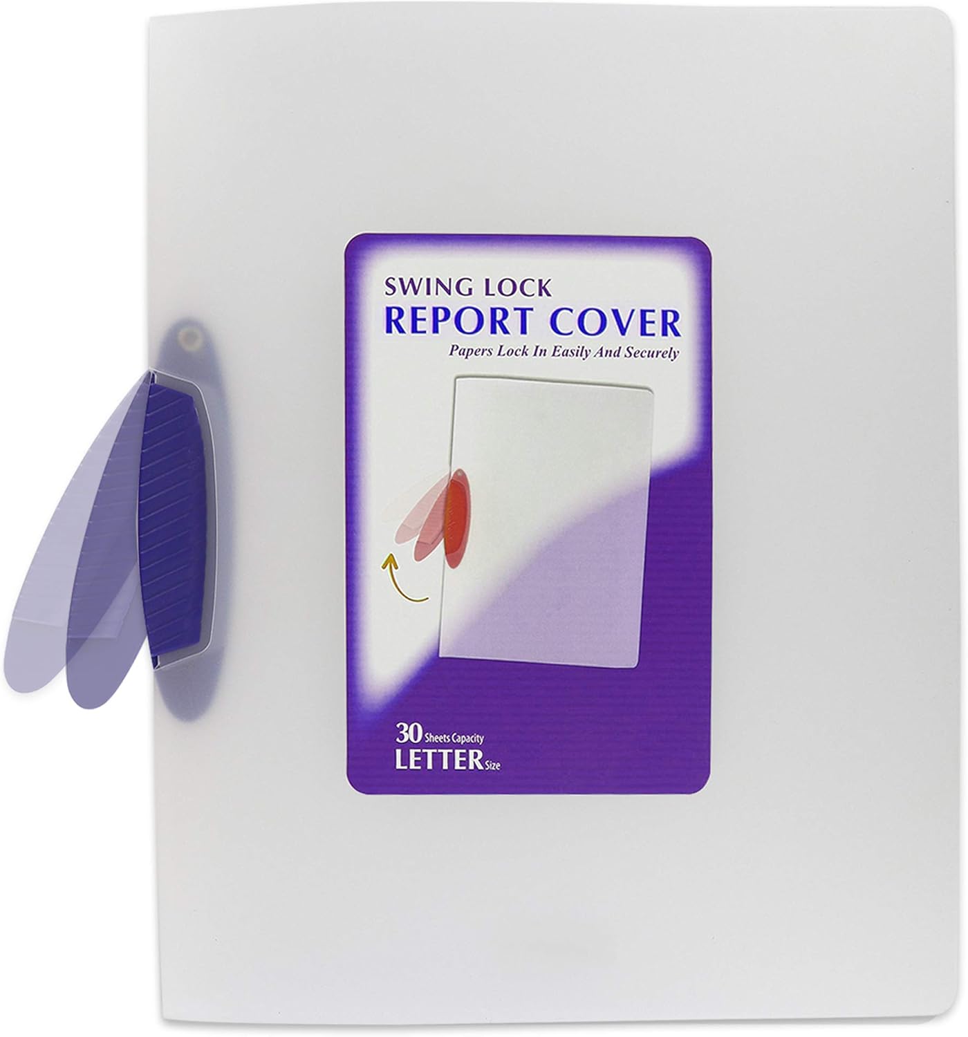 Translucent Swing Lock Report Cover Punchless Swing Arm Report Cover Locks in Paper Easily and Securely Fits up to 30 Sheets (Pack of 6) - by Emraw : Office Products