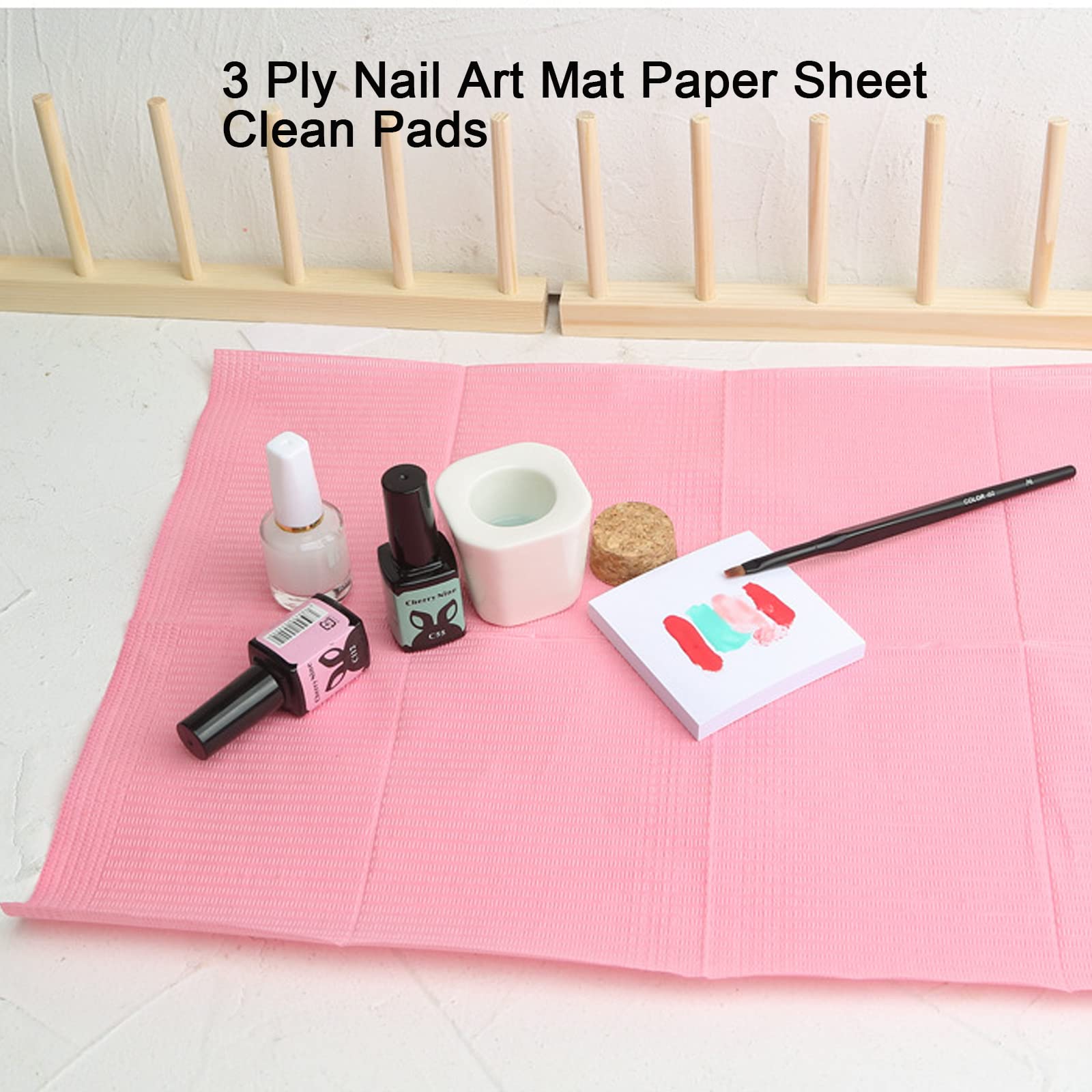 LXIANGN 125PCS Disposable Nail Art Table Towels Mat 13" X 17" Waterproof 3 Ply Nail Art Mat Paper Sheet Clean Pads Tattooing Table Mat Nail Table Cover Tattoo Supplies (Pink) - Image 8