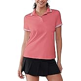 Womens Golf Polo Shirts Short Sleeve V Neck Collared Shirts Tennis Work Athletic Golf Tops