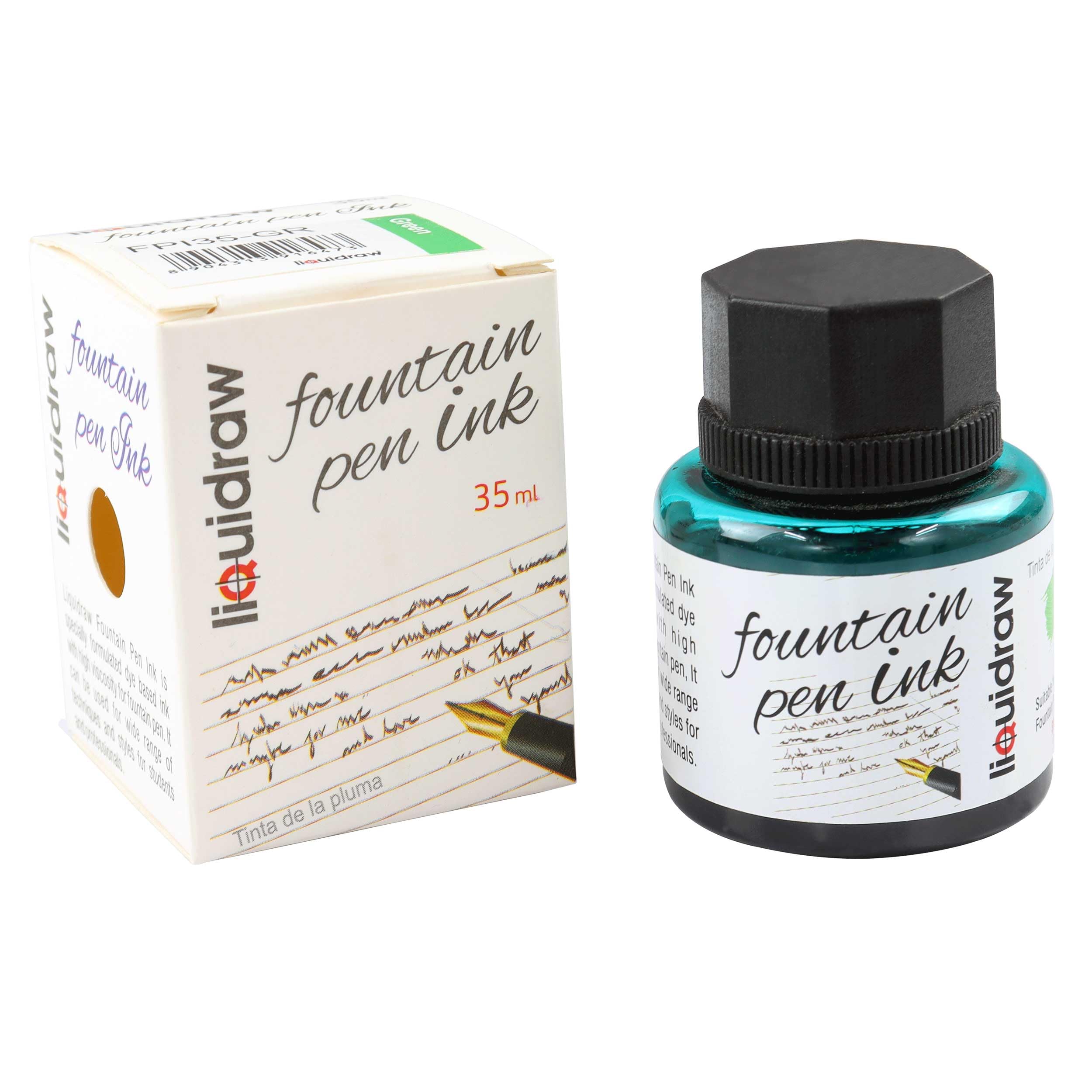 Liquidraw Fountain Pen Ink Bottles 10 Assorted Colours 35ml Inks Suitable for Calligraphy Ink Selection Available Black, Blue, Red, Green, Brown, Violet Purple, Yellow Etc ()
