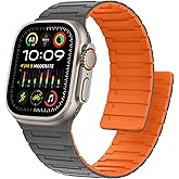 Bisikor Magnetic Bands Compatible with Apple Watch Band 49/46/45/44/42/41/40/38mm Men Women Silicone Sport Wristband for iWatch Ultra SE Series 11 10 9 8 7 6 5 4 3 (42/44/45/46/49, Grey/Orange)