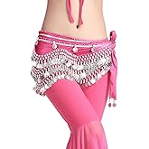 ZLTdream Women's Belly Dance Wave Shape Hip Scarf With Silver Coins