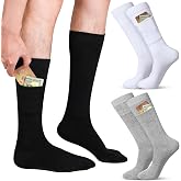 Shihanee 3 Pairs Mens Pocket Crew Socks Hidden Wallet for Travel Work | Hidden Pocket for Cash Keys Cards, Novelty Dress Style, Ideal for Hiking Cycling Work Travel, Comfortable Discreet Storage