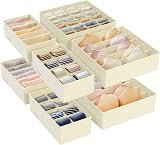 SONGMICS Set of 8 Underwear Drawer Organisers Sand Beige RUS008M01