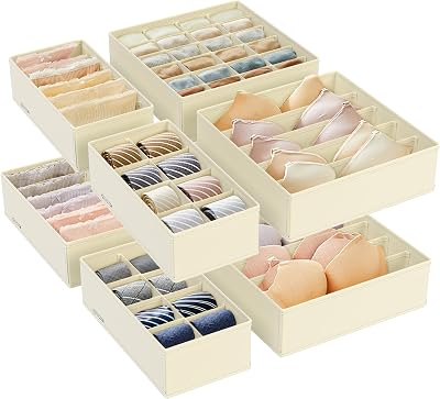 SONGMICS Set of 8 Underwear Drawer Organisers Sand Beige RUS008M01