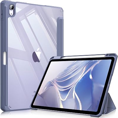 FINTIE Hybrid Case for iPad Air 11 M4/M3/M2 Lavender Grey – Pencil Holder