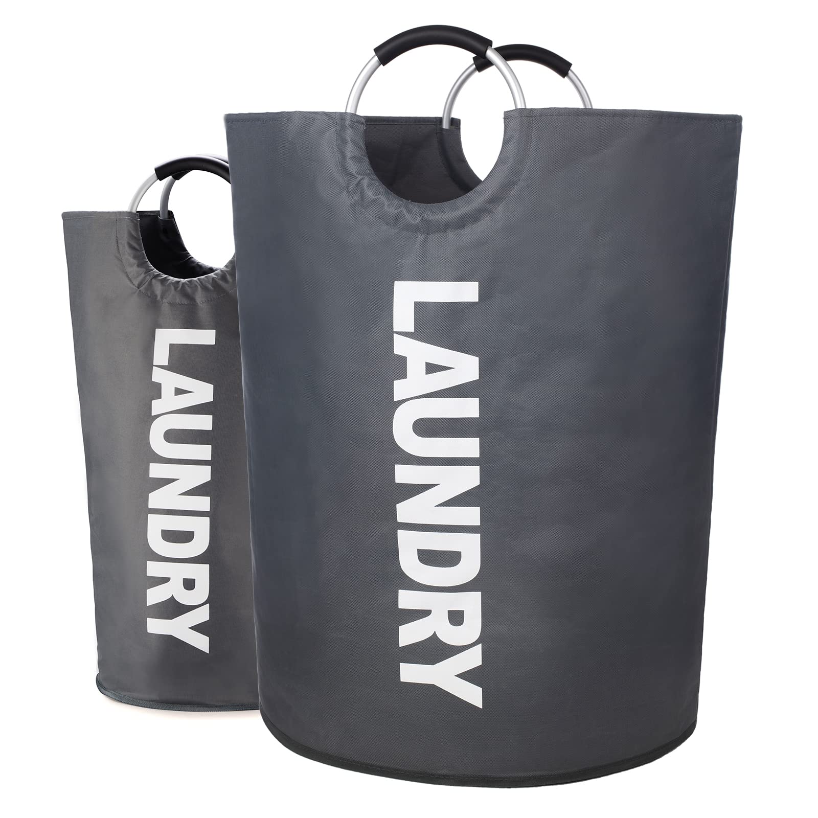 Twira XX-Large Laundry Basket, Collapsible Waterproof Hamper with Padded Handles, Stands Up Well for Bathroom, Laundry, College (Dark Grey)