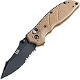 Hogue Heckler & Koch H&K Exemplar Pivot Lock Folding Knife 3.25" 154CM Black Combo Clip Point Blade, FDE G10 Handles, AXIS/Crossbar Lock - 54153