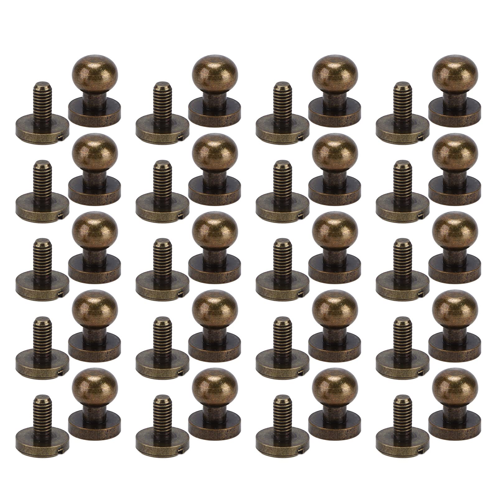 20pcs Round Head Button, Bronze Button Spikes and Studs Rivet Leather Buttons for Clothing Shoes Belts Bags DIY Craft Leather Craft(8X7mm)