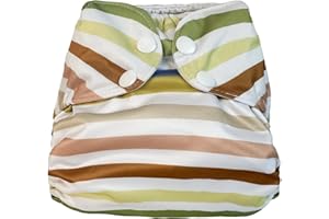 BISENKID Waterproof Cloth Diaper Cover Reusable Swim Diaper - Adjustable Outer Shell Over an Absorbent Inner Layer to Prevent Urine Blowouts - Outer Stripe, Size 1 (7-17lbs)