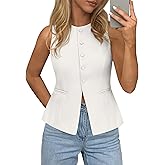 PRETTYGARDEN Womens Vests Top Trendy 2026 Spring Sleeveless Blazer Suit Summer Business Casual Work Button Down Waistcoat