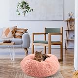 Enjamoy Plush Donut Dog Bed Calming Round Bed Pink 50cm view 5