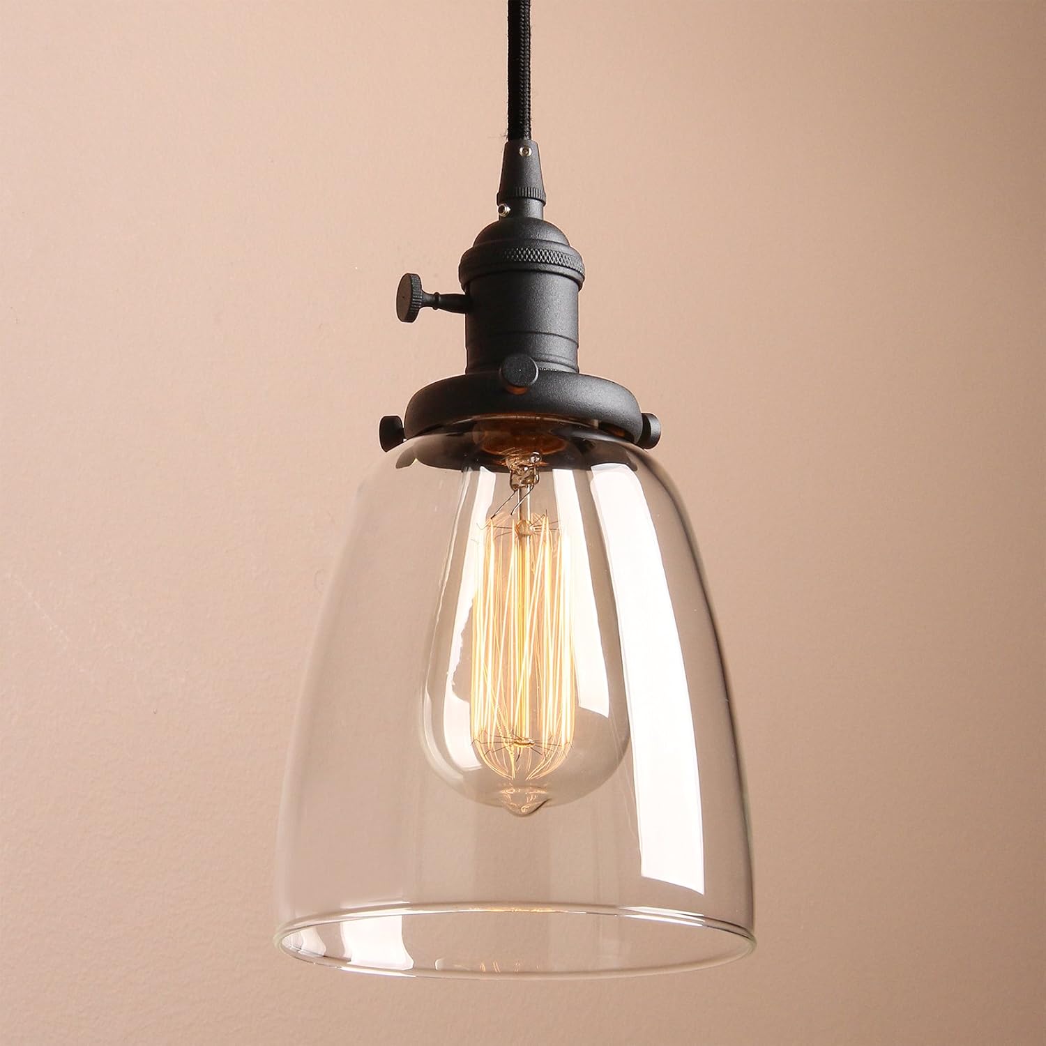 PathsOn Industrial Modern Vintage Edison Triple Pendant Lights Retro Lamp Flush Ceiling Light 3 Lights Hanging Light Fittings Chandelier for Loft Bar Living Room Dining Room (Black) - Image 4