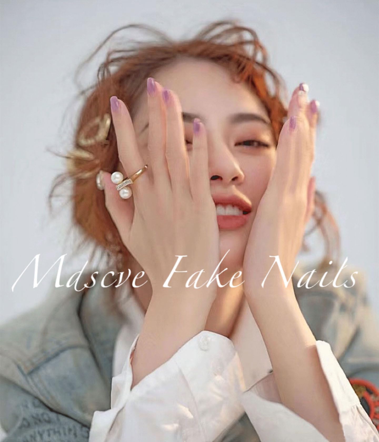 Medium Press on Nails Square Fake Nails French Tips Nails Press Ons Silver Glitter False Nails with White Ombre Designs Acrylic Nail Glue on Nails Nude Glossy Stick on Nails for Women 24 Pcs - Image 6