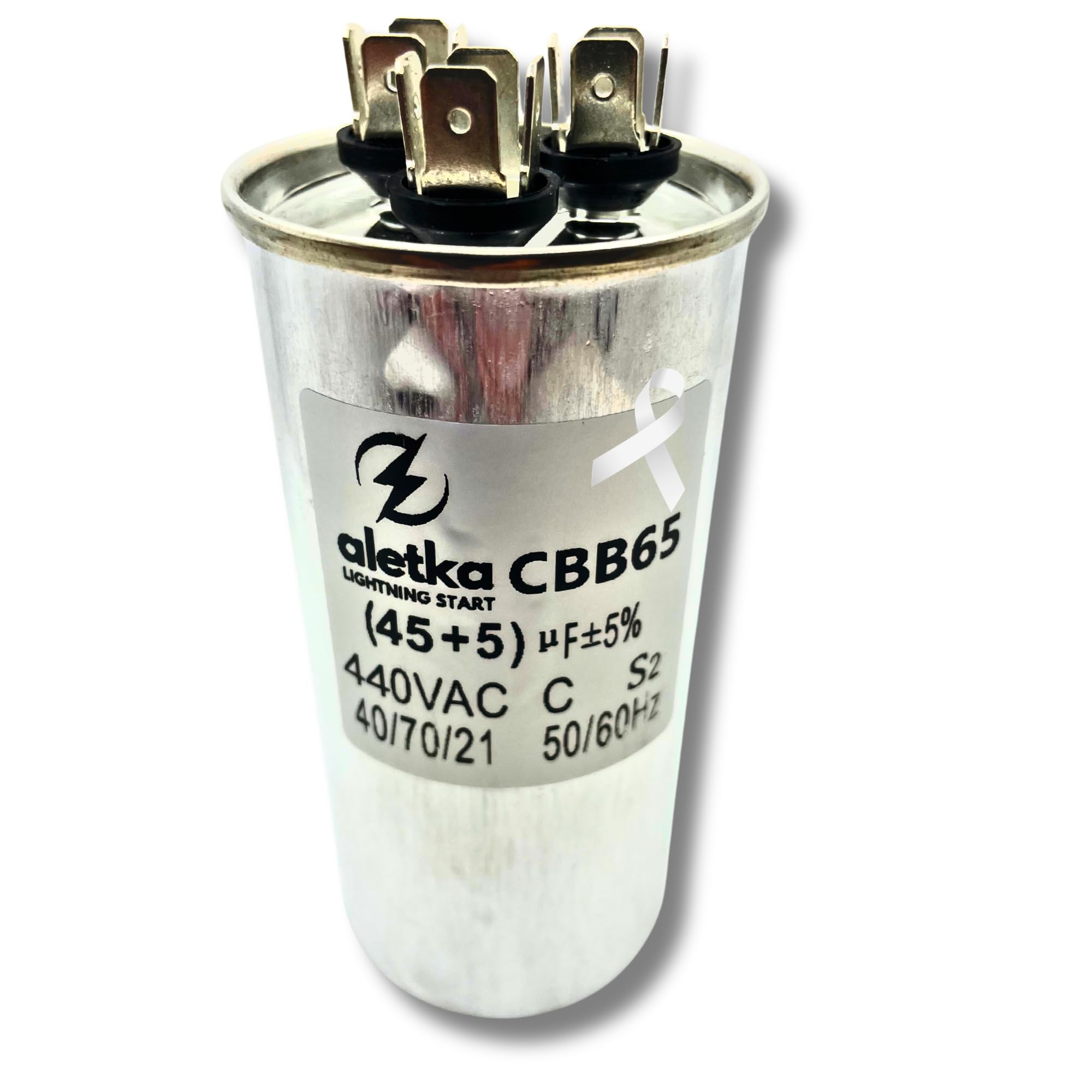 Photo 1 of * Lightning Start * A/C Central Air Conditioner or Heat Pump Capacitor • Round • 45+5 uF or 45/5 MFD • 370/440V AC • CBB65 • Professional or DIY • Easy Install • Cancer Research Donation!
