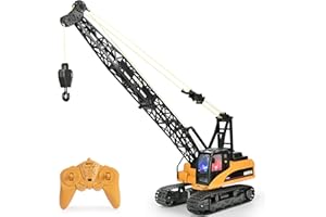KidsFaves 15 Channel Remote Control Crane Toy,Proffesional Series,1:14 Scale-Rechargeable Battery RC Construction Toy Crane-Heavy Duty Metal Hook, with Lights Sounds for Boys & Girls 8-12