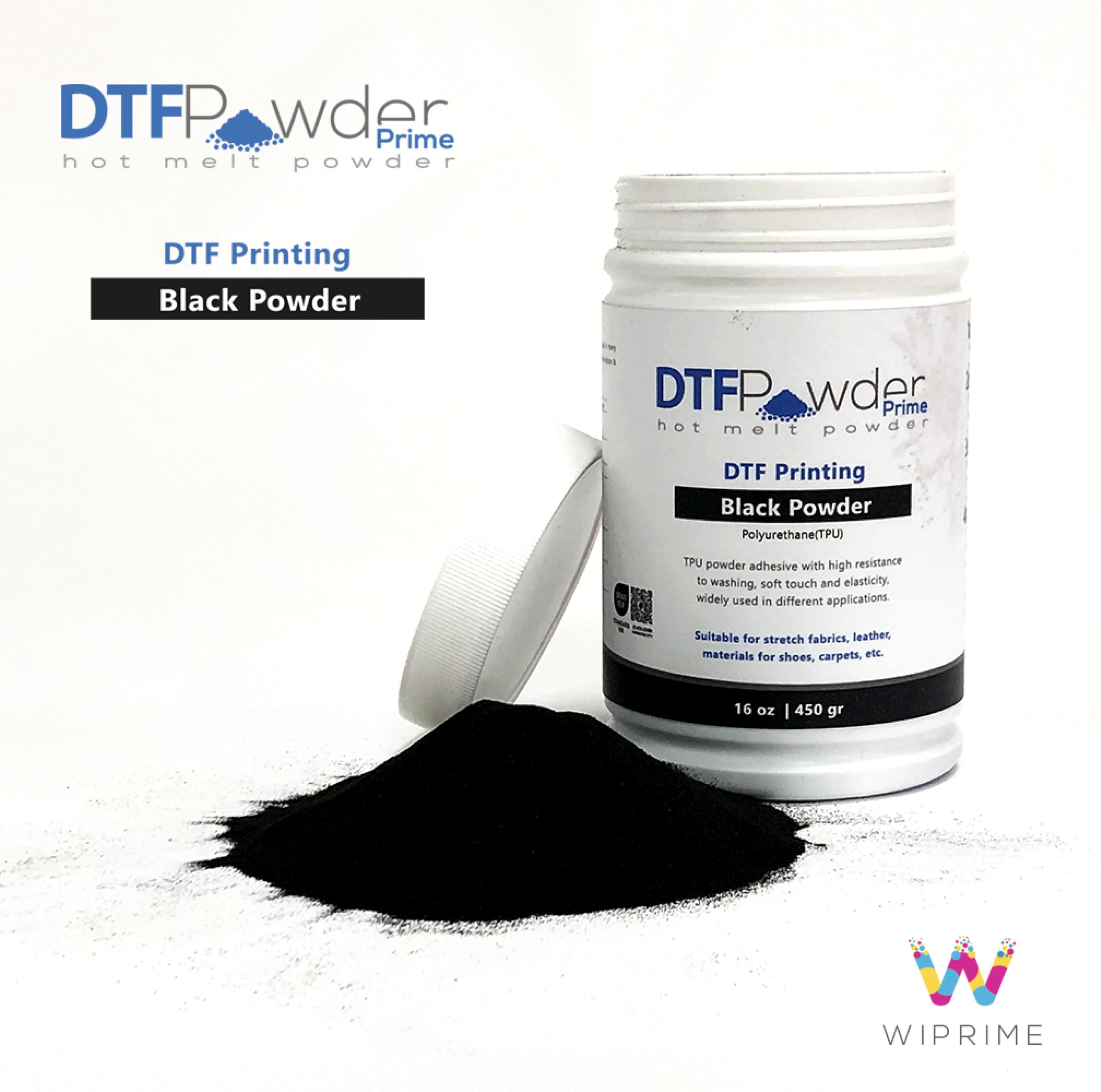 DTF Powder Black Digital Transfer Hot Melt Adhesive-Transfer Powder for Black or Dark Colored Garments - DTF Hot Melt Adhesive Powder for All DTF and DTG Printers, 450g - 16oz