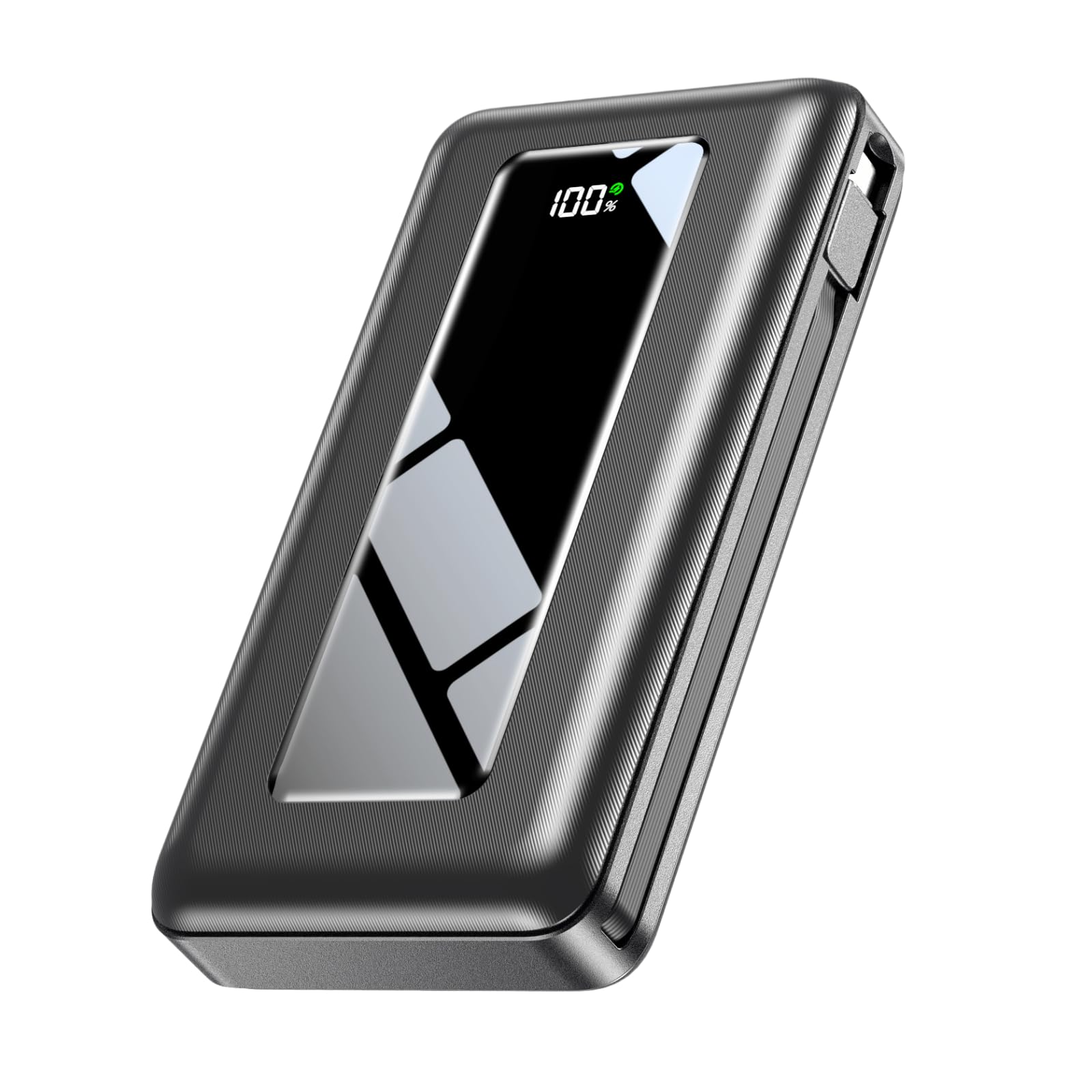 JKELAR Portable Charger, 50000mAh Travel Camping Essential Power Bank with Built-in Cables, PD 22.5W Fast Charging, Large Capacity Portable Phone Charger for iPhone, Samsung, Matte Black
