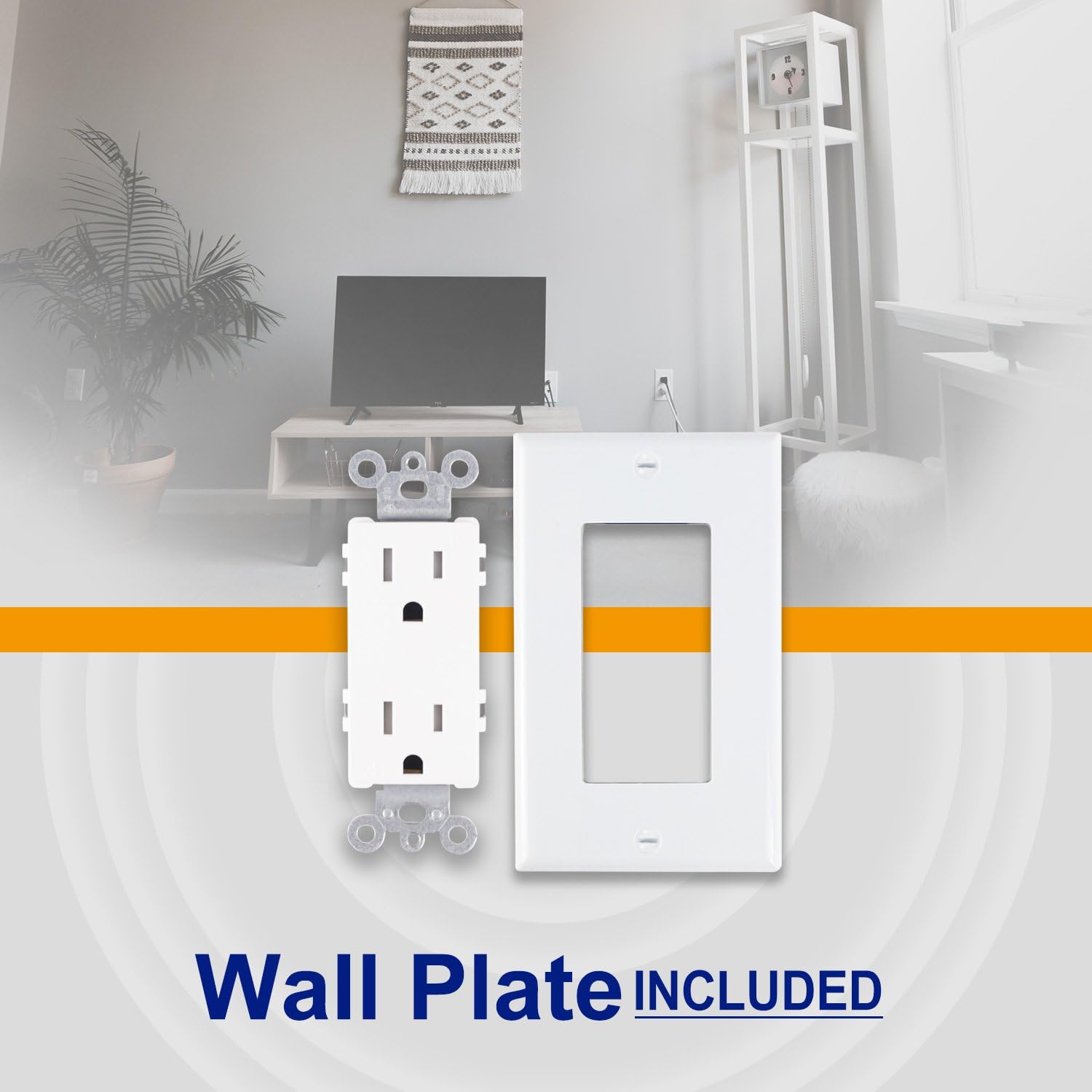 AbboTech 15A Tamper Resistant Duplex Receptacle Standard Wall Outlet Decorative Electrical Outlet, Child Proof Safety, Wall Plates Included, White, UL listed. - - 