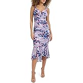 Siena Womens Sleeveless Sweetheart Neck Ruffle Hem Midi Dress