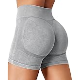 VOYJOY Workout Biker Shorts Women High Waist Seamless Hidden Scrunch Butt Lifting 4.5" Impact Yoga Gym Shorts