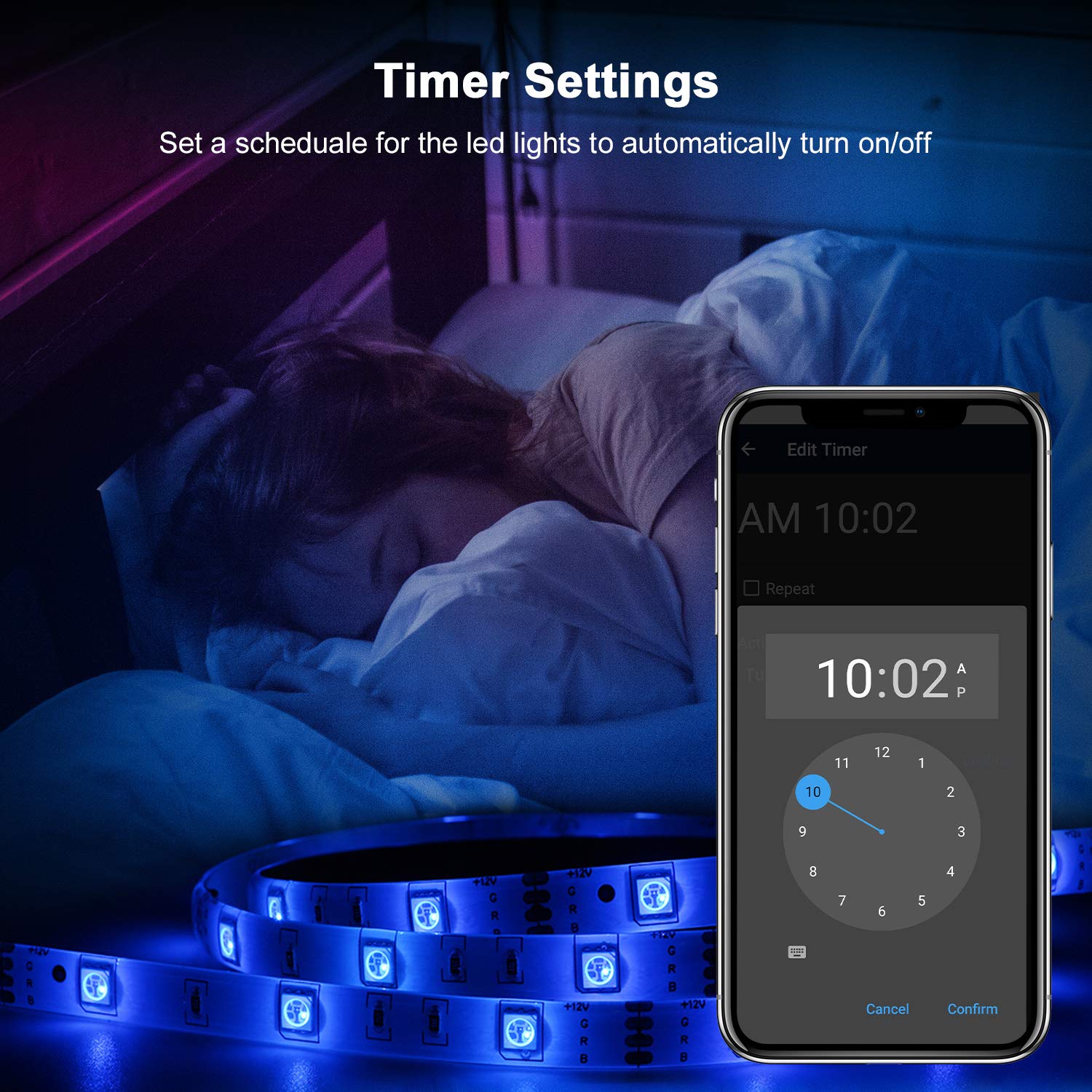 LED Strip Lights - Smart LED Lights 32.8ft WiFi Wireless Phone APP Control Waterproof RGB Color Changing LED Light Strip Sync with Music 5050 LED Lights Work with Alexa, Google Assistant for Home