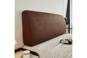 EFELIM Imitated Leather Bed Headboard Slipcover for Queen King Size, Stretch Bed Headboard Cover Retro Dustproof Protector Cover for Bedroom Decor (Dark Coffee,King:78.7in)