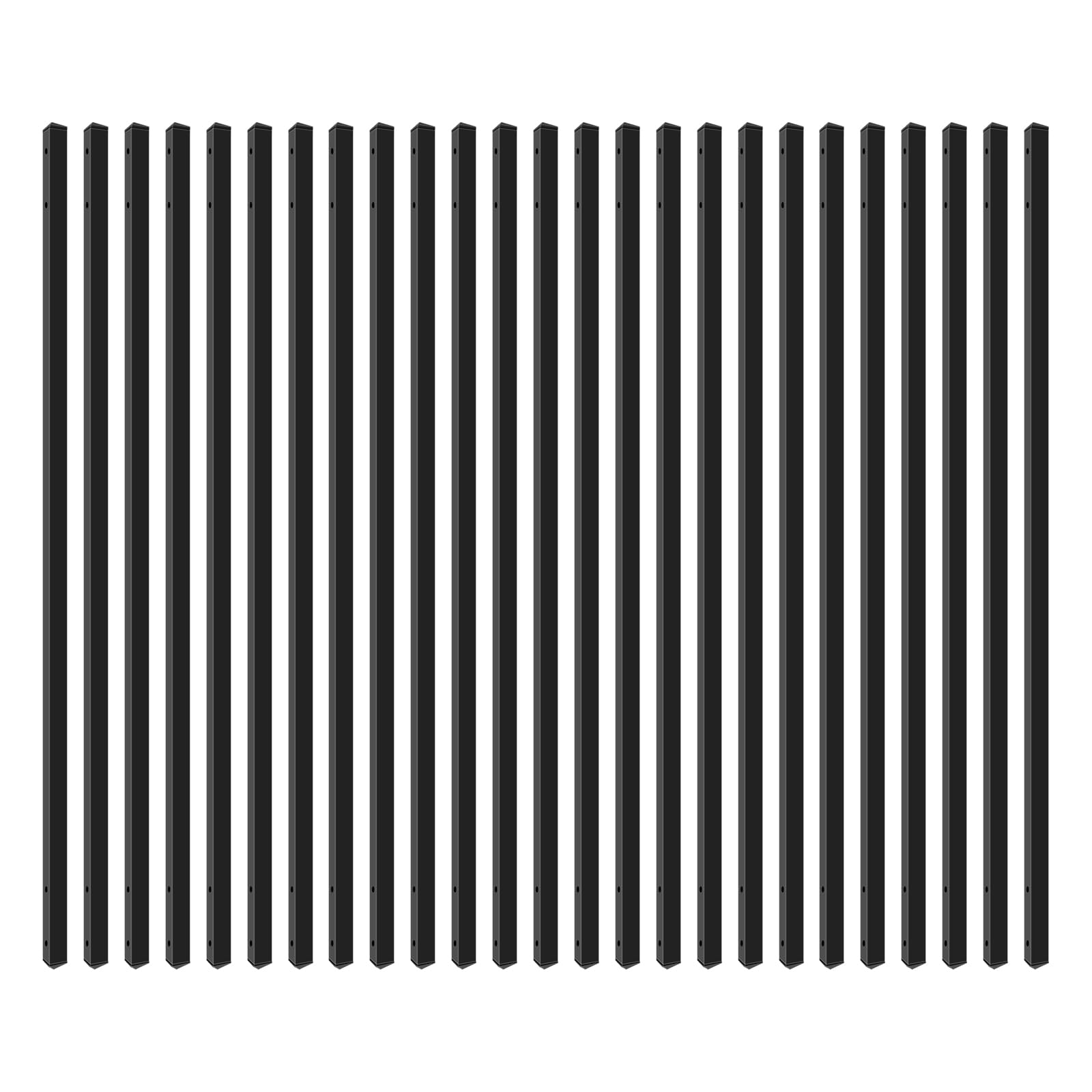 Photo 1 of Balusters for Deck Railing, 25 Pack 32'' Black Square Metal Spindles for Staircase, Deck Balusters with Screws and Waterproof End Caps for Fencing Porch Railing Stair Spindles