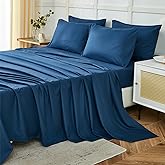 ILAVANDE Navy Blue King Sheets Set 6 Piece,Hotel Luxury Super Soft 1800 Series Microfiber Bed Sheets King Set-Wrinkle Free & Breathable-14 Deep Pocket Sheets for King Size Bed(King,Navy Blue)