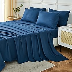 ILAVANDE Navy Blue King Sheets Set 6 Piece,Hotel