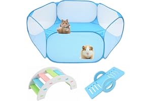 TFWADMX Hamster Foldable Exercise Playpen, Breathable and Transparent Pet Playpen, Indoor/Outdoor Cage Small Animal Fence for Syrian Hamster Rats Chinchillas Rabbit Guinea Pigs Gerbils Hedgehogs Reptiles