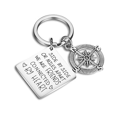 CJ & M Schlüsselanhänger Best Friend – Side By Side Or Miles Apart Kompass Best Friends Schlüsselanhänger mit langer Distanz 