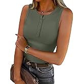 ANRABESS Tank Tops for Women Sleeveless Henley High Neck Summer Casual Ribbed Slim Shirts Racerback Beach Vacation Clothes