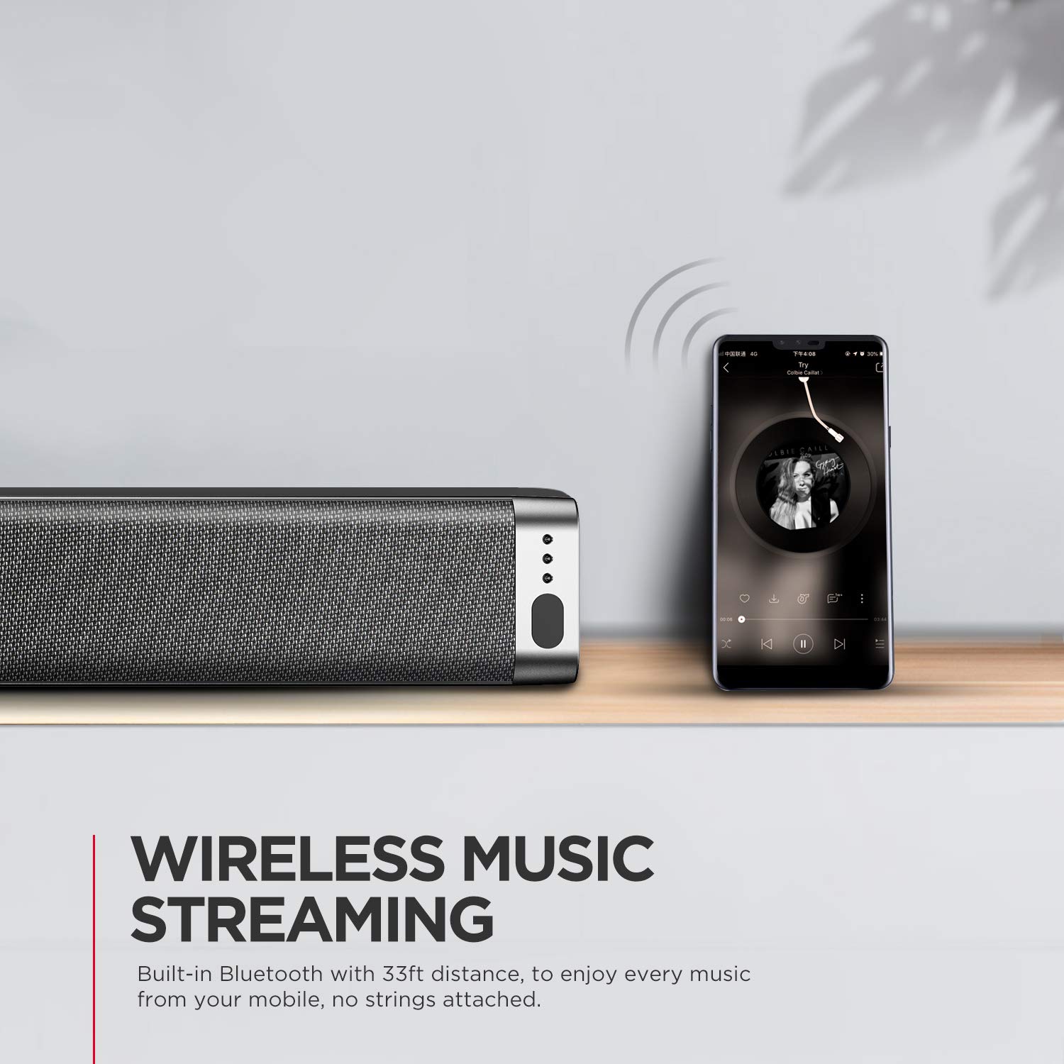 Soundbar, BOMAKER 37inch 2.0 TV Sound Bar, 120dB Soundbar with Builtin Subwoofer, Wireless