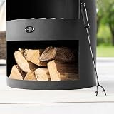 Harrier Large Chiminea Fire Pit with Log Store 135cm Outdoor Steel Patio Heater view 4