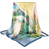 100% Mulberry Silk Scarf-Printed or Solid Color 35” Square Large Silk Hair Head Wrap Scarf With Gift Box Package