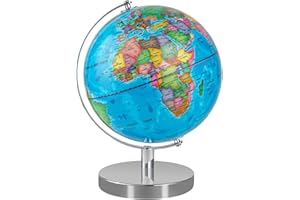Eolivees 9'' Globe for Children World Globe with Stand Rewritable Easy-Read High Clear Map Earth Globes for Adults, Educational Interactive Globes for Kids Learning STEM Toy Present for 3+ Years Old