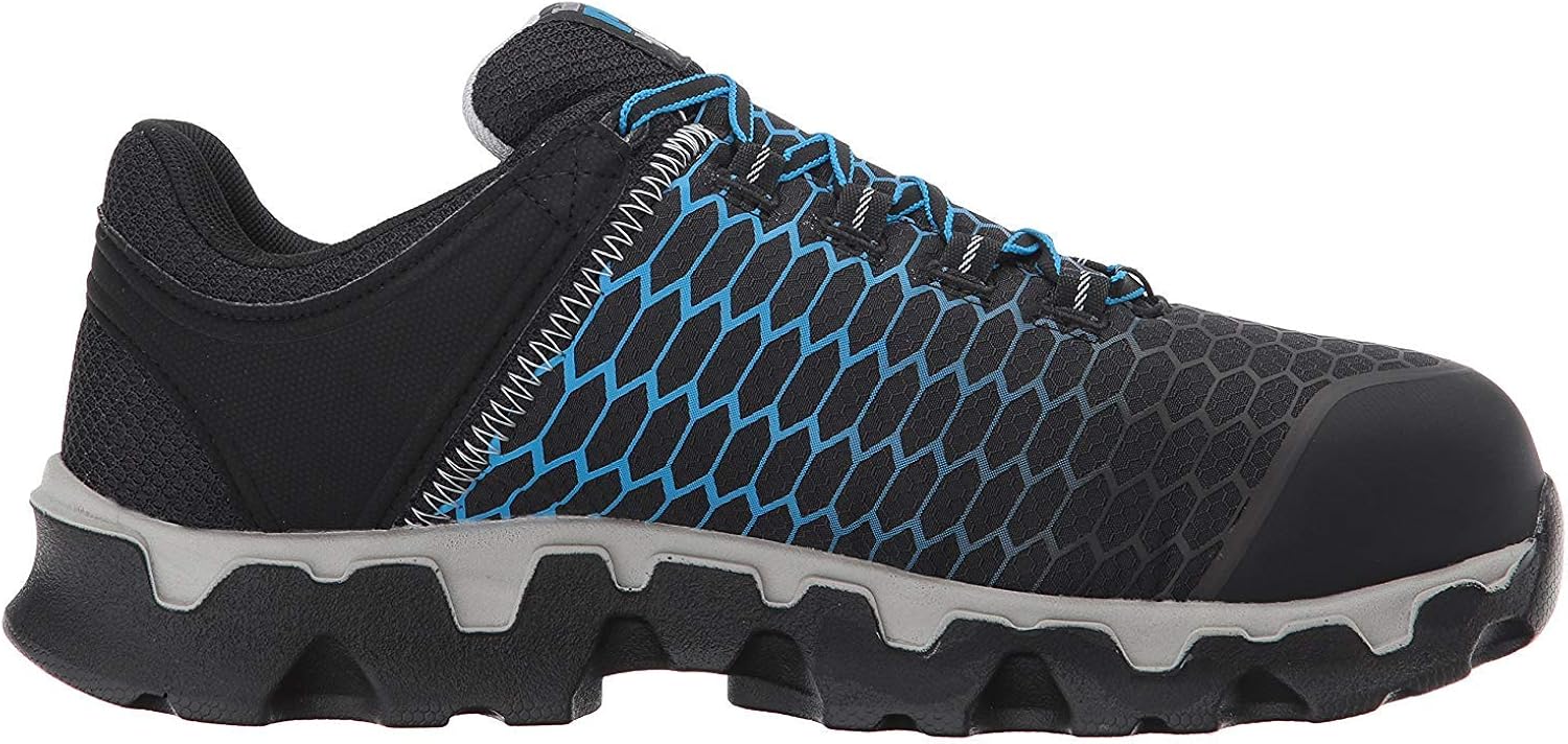 Timberland PRO Men's Powertrain Sport Alloy Safety Toe Electrical Hazard Athletic Work Shoe, Black Ripstop Nylon With Blue, 8.5 Wide: Shoes