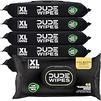 DUDE Wipes Flushable Wipes - 6 Pack, 288 Wipes - Shea BUTTer Smooth with Vitamin-E & Aloe - Septic and Sewer Safe + 3 On-The-