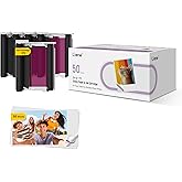 Liene Pearl N200 Pro Portable Photo Printer Photo Paper 50 Sheets & 5 Cartridges, Picture Printer Sticker Paper Adhesive, Waterproof, Smudge Proof, Photo Paper Only for DMP130 for Scrapbook