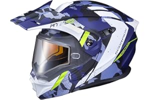 ScorpionEXO AT950 Cold Weather Adventure Snowmobile Modular Helmet Dual Pane Shield with Breath Box DOT Approved Outrigger (Matte Blue - Large)