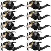 KNOBWELL 10 Pack Matte Black Door Handle Privacy Lever Door Handle Interior Door Knobs Round Black Bedroom Door Knob with Lever, Reversible for Right/Left