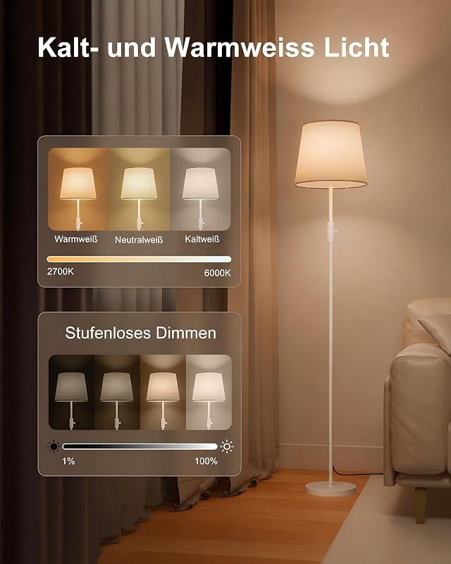 Smarte Stehlampe mit App-Steuerung, Kompatibel mit Alexa