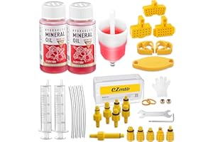 ROWYOU Brake Bleed Kit for Shimano, TEKTRO, TRP Hydraulic Disc Brakes, Brake Fluid Bleeder Kit with Performance Mineral Oil Brake Fluid 120ml/4oz, Adapters for Most MTB/Road Bike Brake (Upgraded)